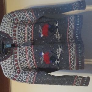 Vtg Ralph Lauren Skiers Full Zip Wool Sweater S